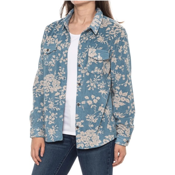 🚺 Eddie Bauer blue floral fleece top - Picture 2 of 10